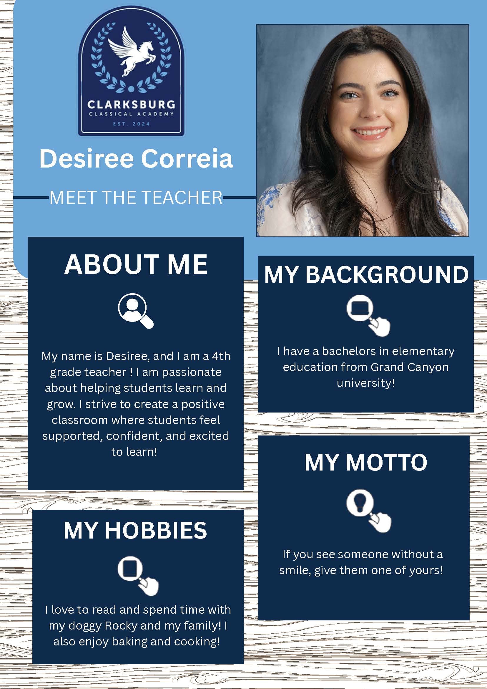 Desiree Correia, Teacher — staff biography graphic