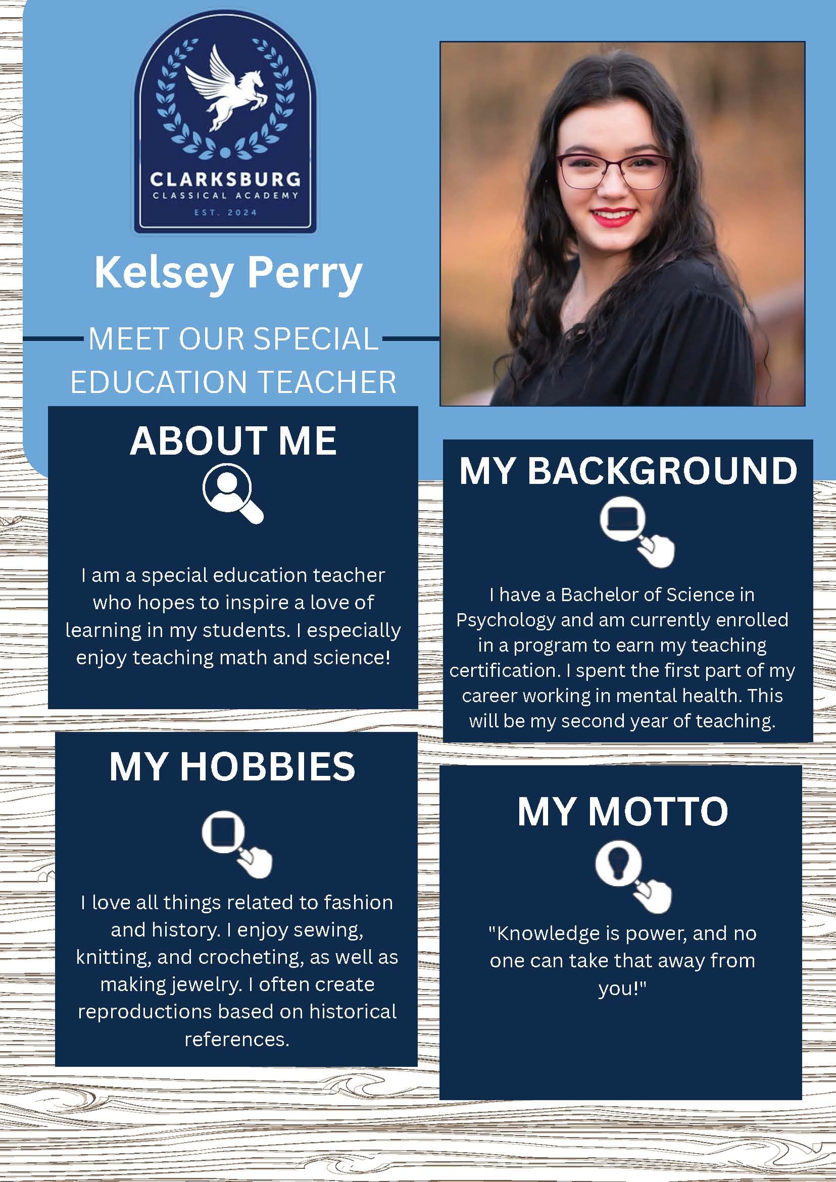 Kelsey Perry, Special Education Teacher — staff biography graphic