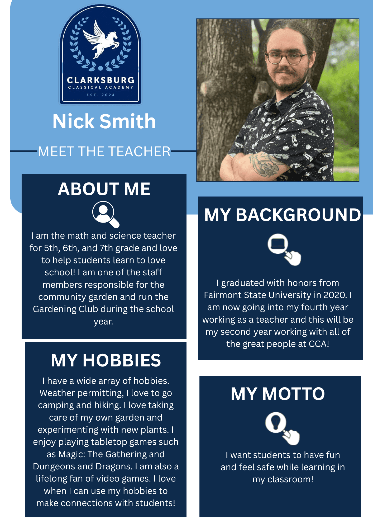 Nick Smith, Teacher — staff biography graphic