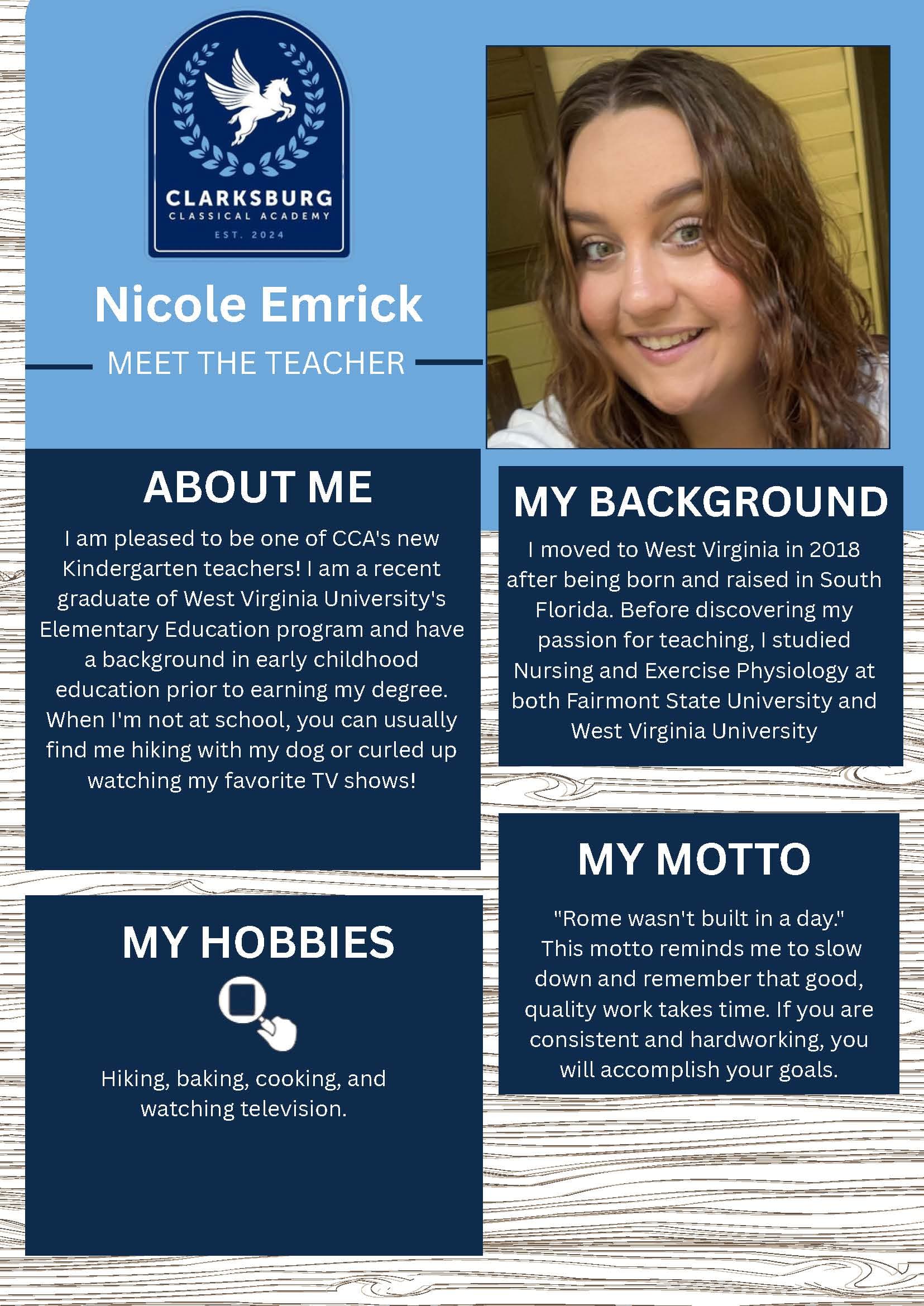 Nicole Emrick, Teacher — staff biography graphic