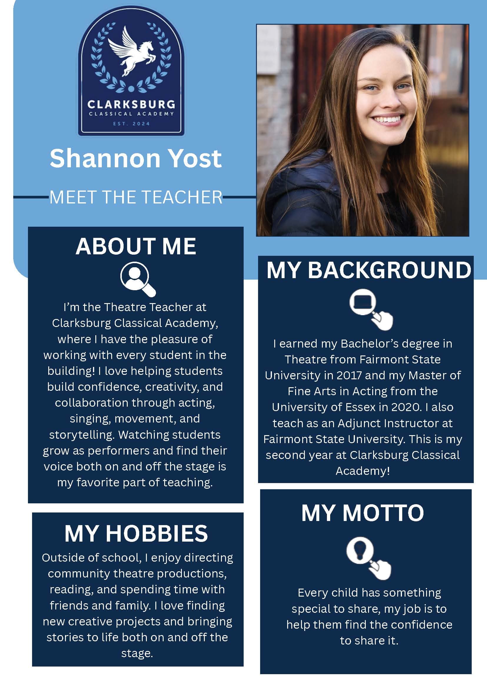 Shannon Yost, Teacher — staff biography graphic