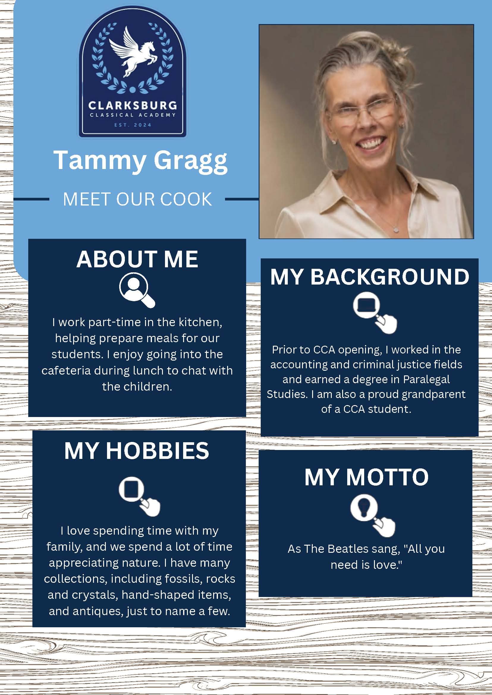Tammy Gragg, Cook — staff biography graphic